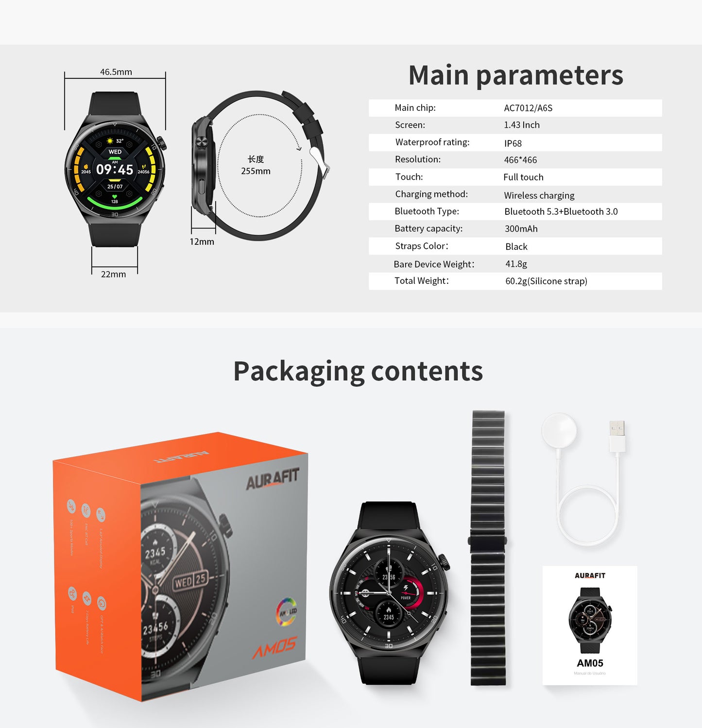 AURAFIT AM05 AMOLED Smartwatch