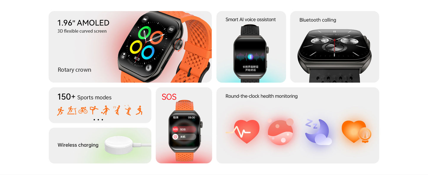 AURAFIT AM10B curved AMOLED Smartwatch