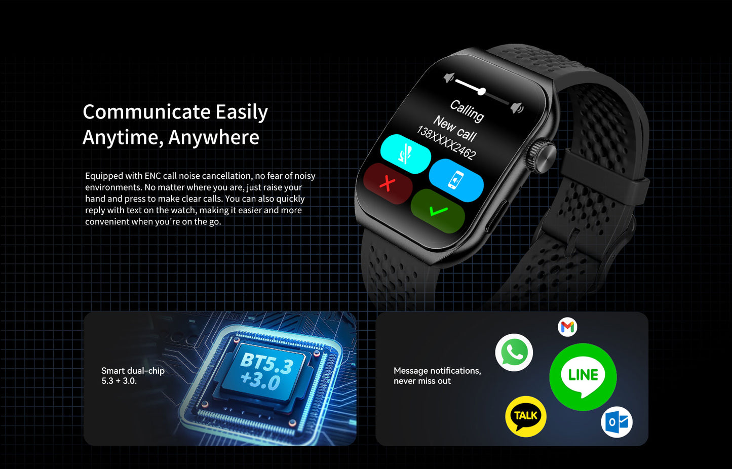 AURAFIT AM10B curved AMOLED Smartwatch