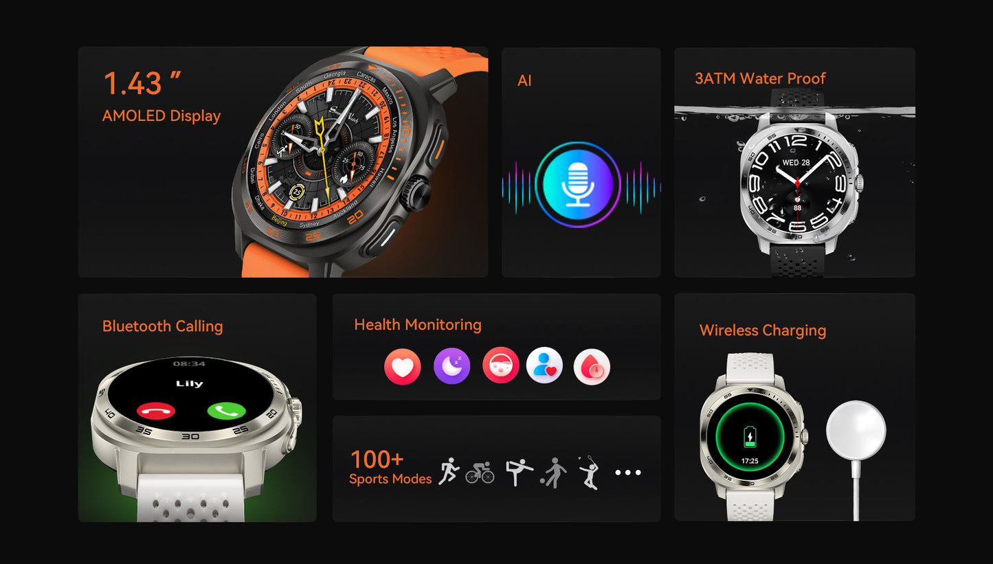 AURAFIT AM32 Newest AMOLED Smartwatch