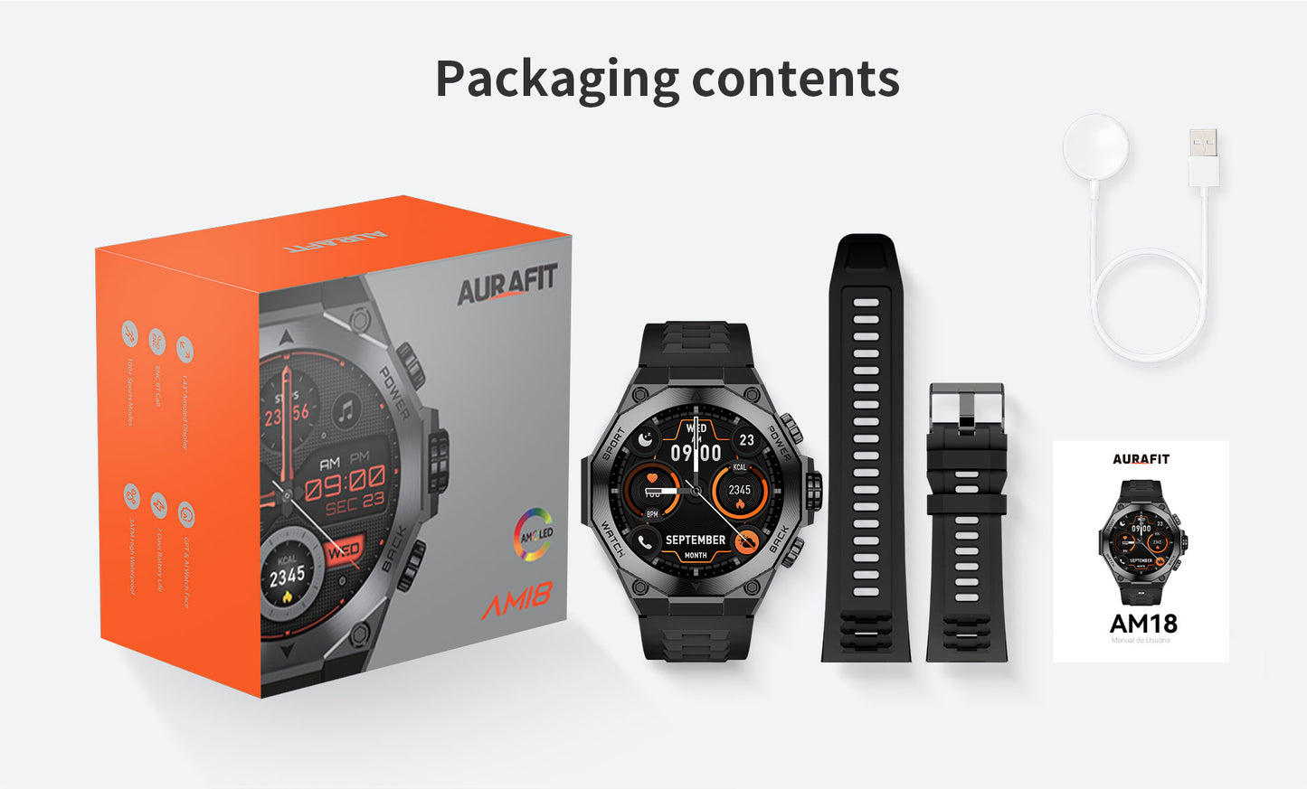 AURAFIT AM18 AMOLED Sport Smartwatch